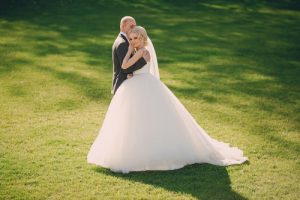 blonde bride with her groom