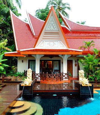 Outdoor swimming pool at the luxury villa, Koh Chang, Thailand